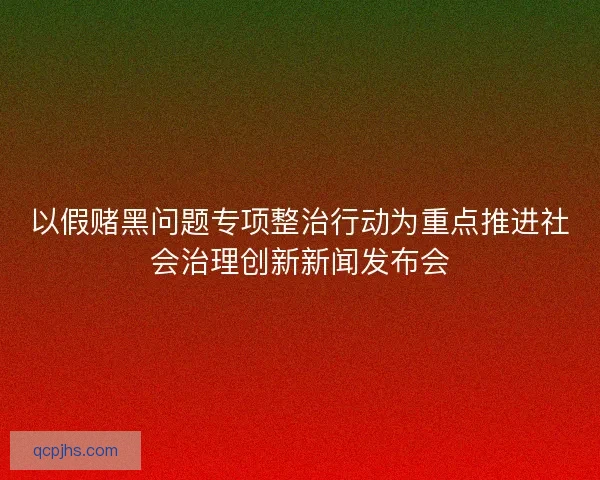 以假赌黑问题专项整治行动为重点推进社会治理创新新闻发布会